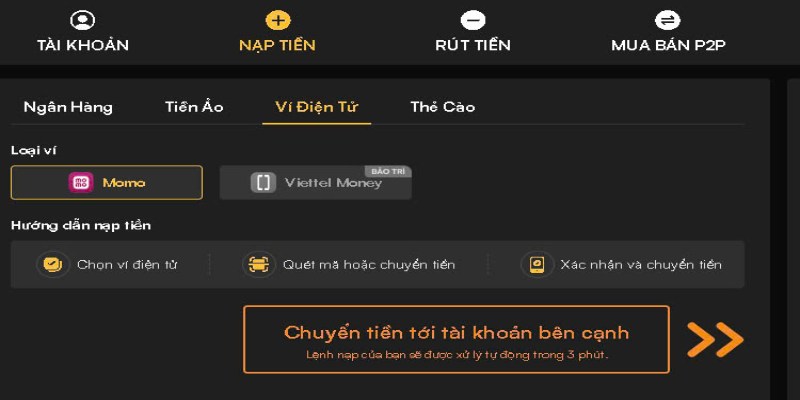 Sử dụng ví điện tử để nạp tiền TIP88 siêu nhanh
